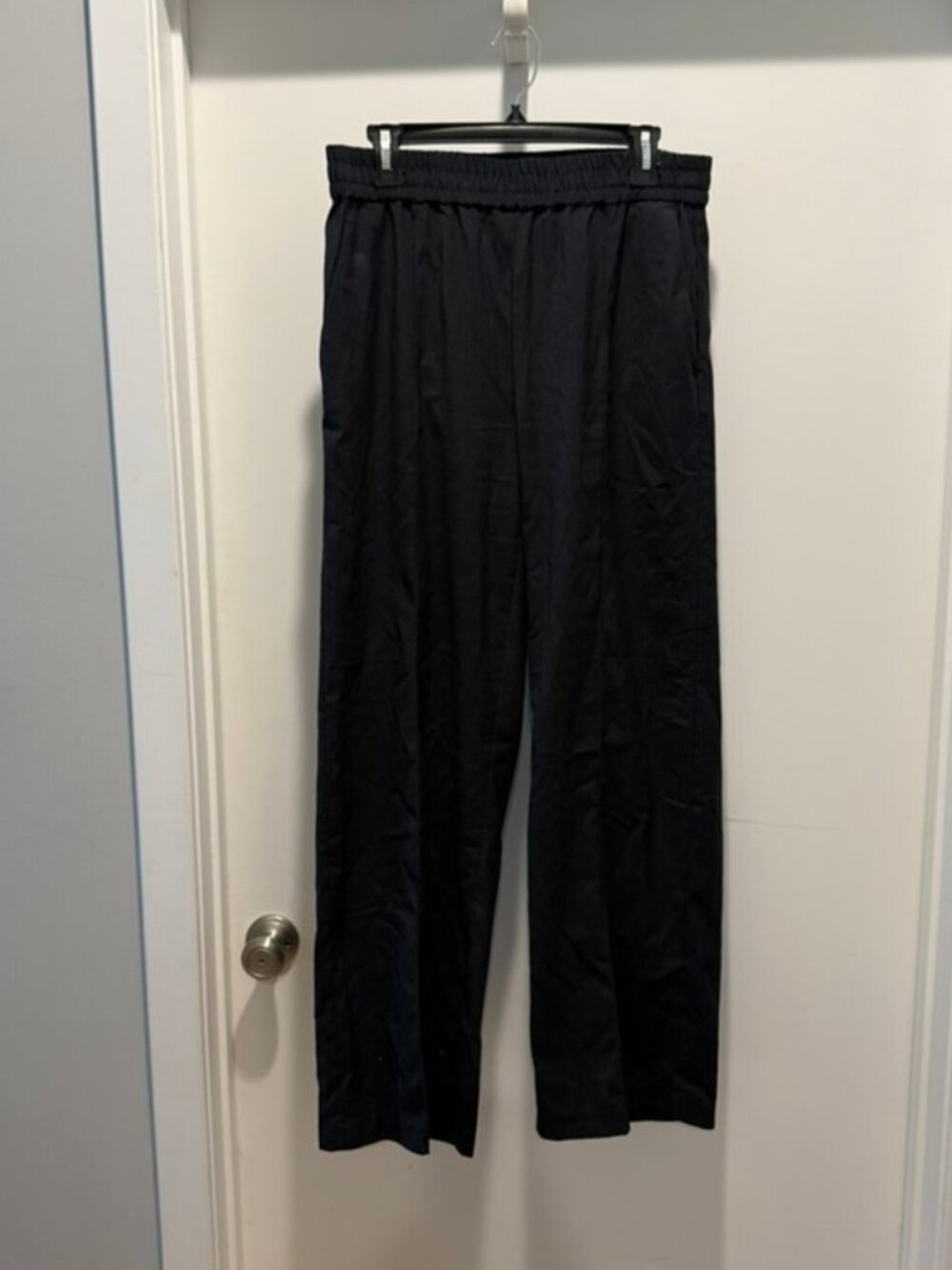 H&M Black Linen Blend Wide Leg Pants Size M